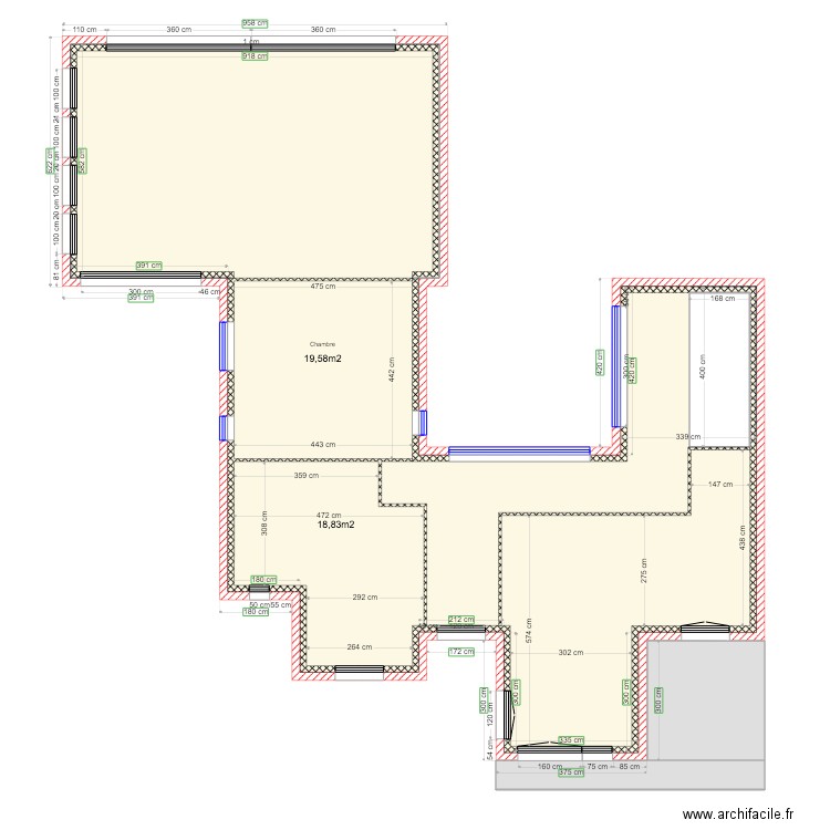 GUEUX ETAGE PLACO 1e tranche. Plan de 0 pièce et 0 m2