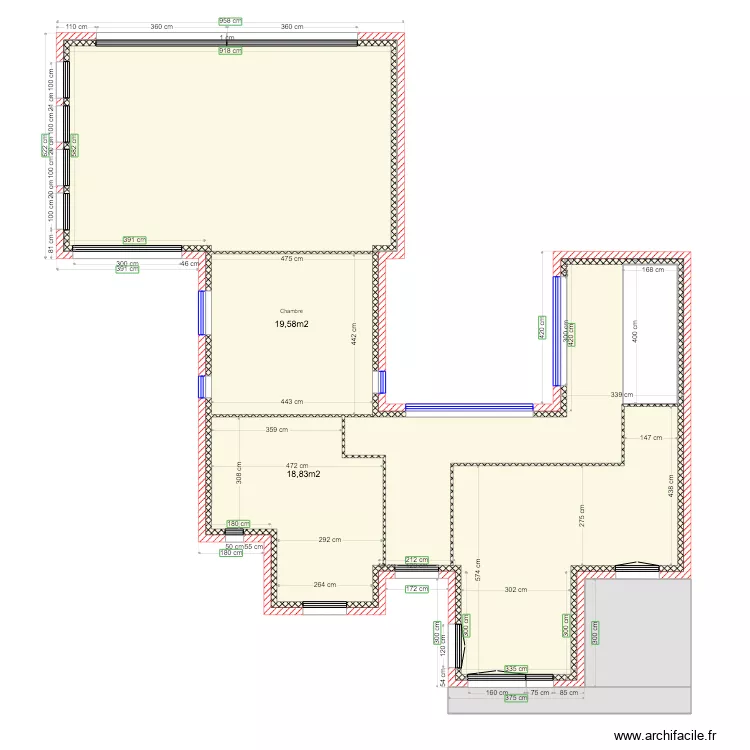 GUEUX ETAGE PLACO 1e tranche. Plan de 