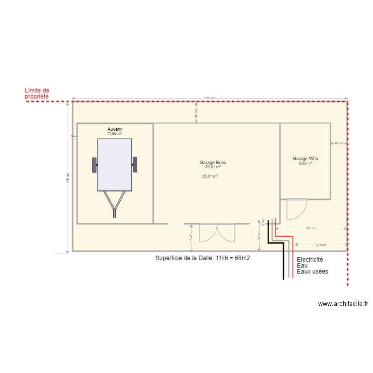 Plan garage Auvent Droite Vrai. Plan de 0 pièce et 0 m2