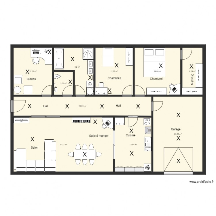 4PER maison plein pied. Plan de 0 pièce et 0 m2