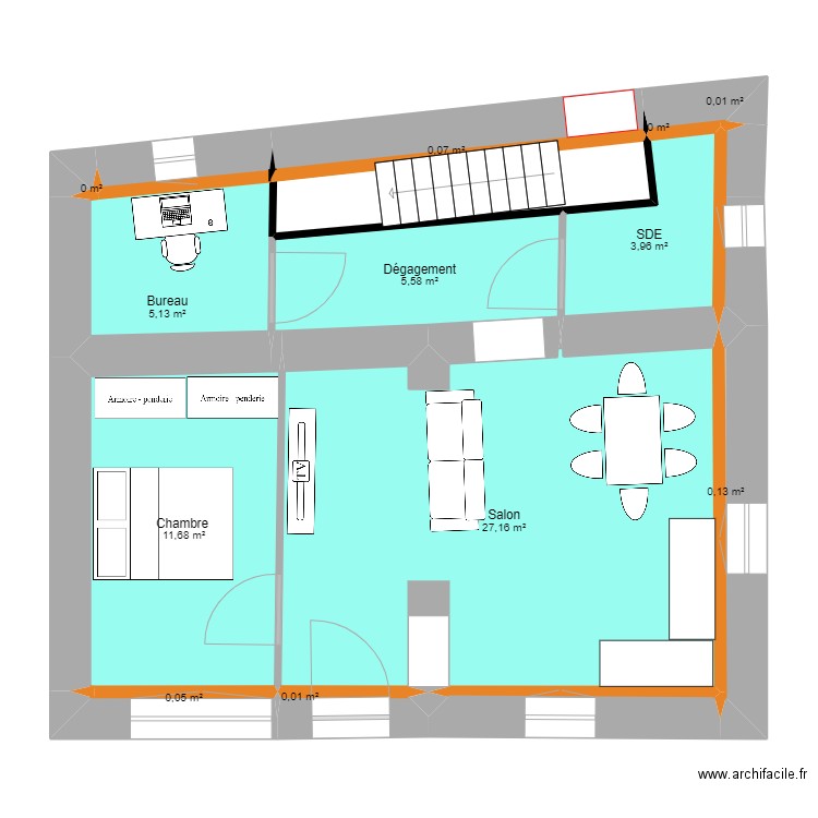 Poleymieux - division maison. Plan de 13 pièces et 54 m2