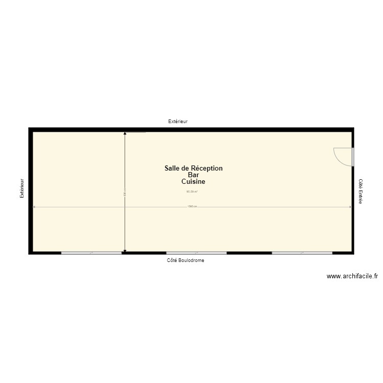 Plan coupe boulodrome 12 terrains. Plan de 0 pièce et 0 m2