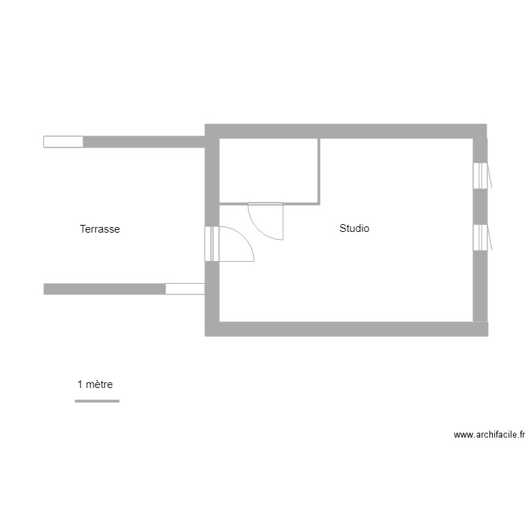 Studio et terrasse niveau 1. Plan de 0 pièce et 0 m2