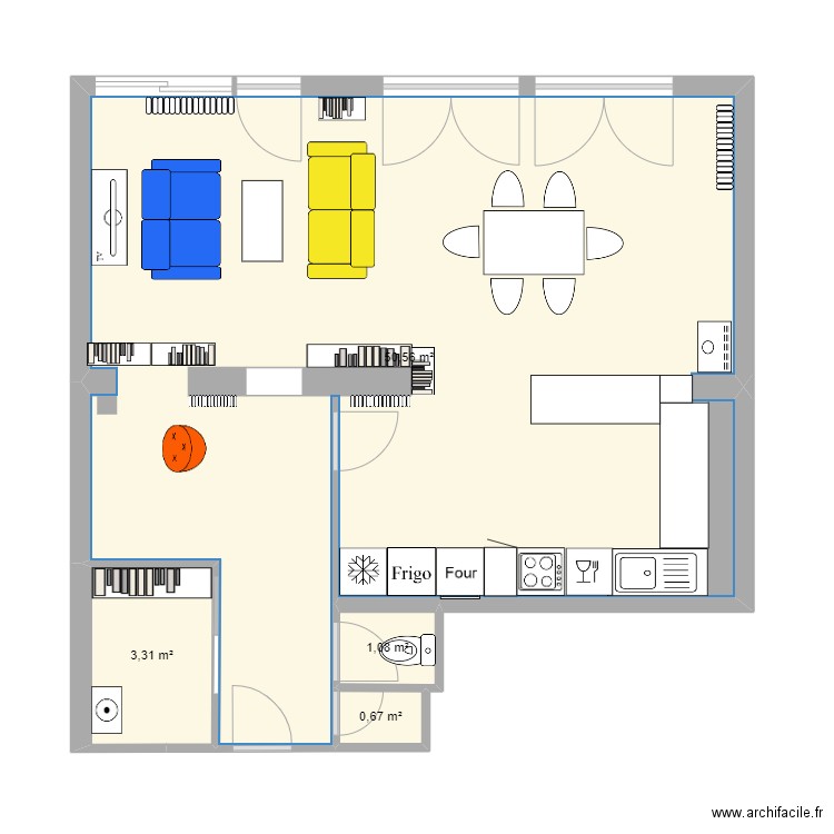 Proposition ML. Plan de 4 pièces et 56 m2