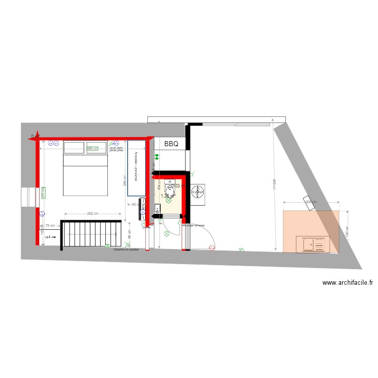 Pezilla 2eme etage chambre terrasse. Plan de 0 pièce et 0 m2