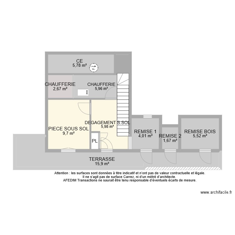 BI 8287 SOUS SOL PASCAL. Plan de 12 pièces et 61 m2