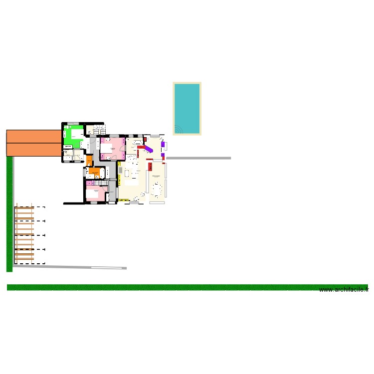 aménagement minimum. Plan de 13 pièces et 146 m2