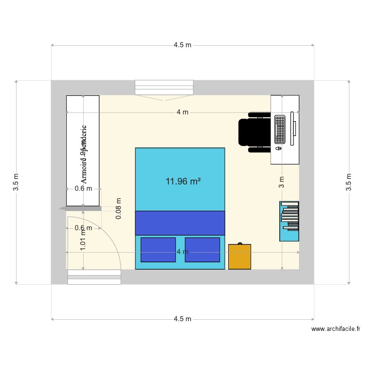 Maison RDC. Plan de 1 pièce et 12 m2