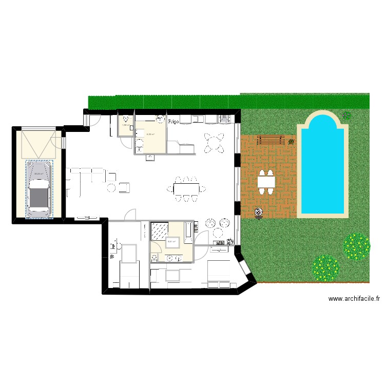 Maison. Plan de 4 pièces et 36 m2