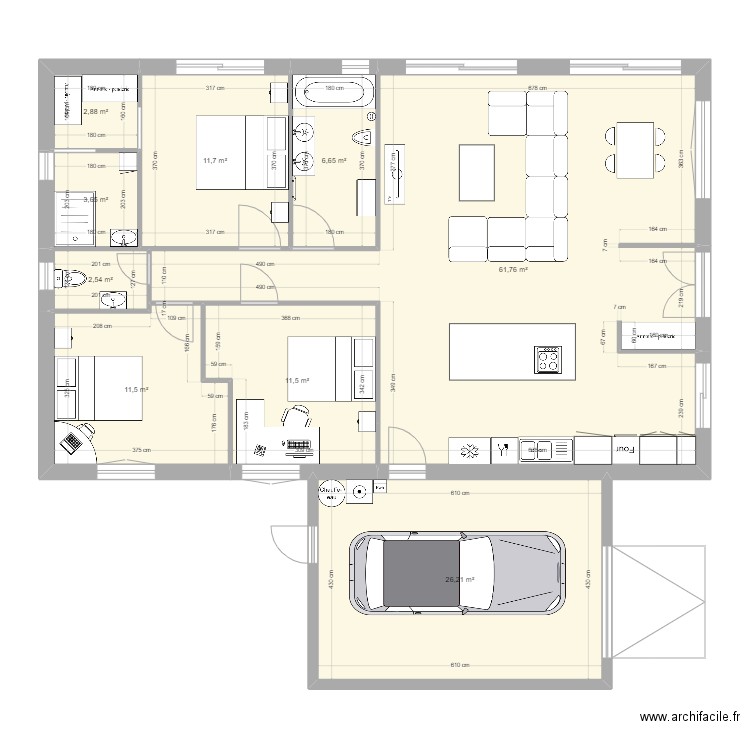 Suite parentale 3. Plan de 9 pièces et 138 m2