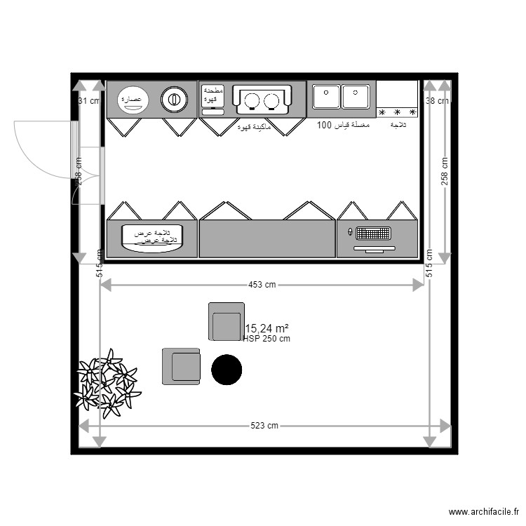 essa ahmed. Plan de 2 pièces et 26 m2