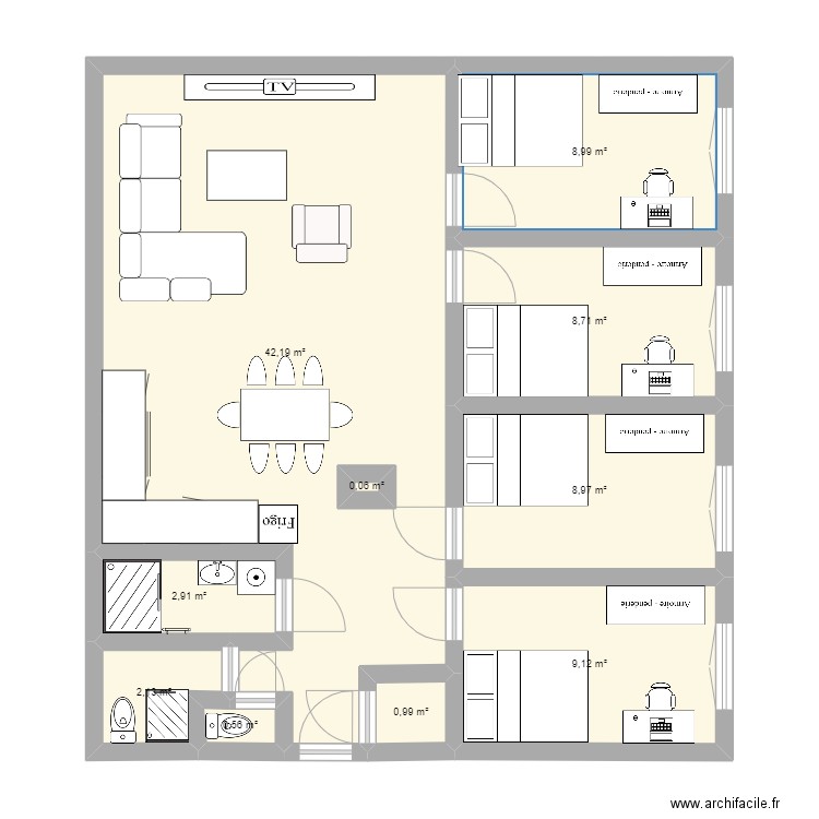 appartement le havre 1. Plan de 10 pièces et 85 m2