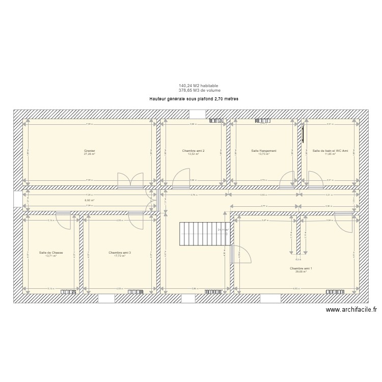 plan coté CHARRY - aménagement 2eme étage. Plan de 30 pièces et 509 m2