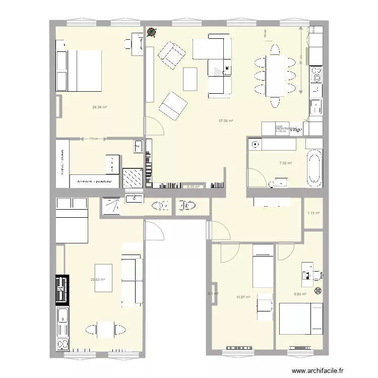 Anvers  projet 2 cuisine angle. Plan de 