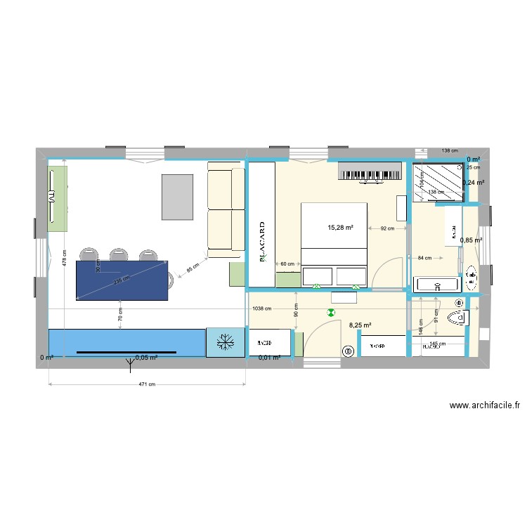 13 PORTALET V9. Plan de 8 pièces et 25 m2