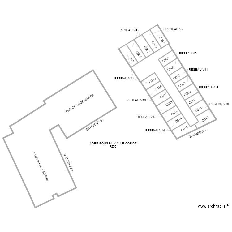 ADEF COROT GOUSSAINVILLE RDC. Plan de 17 pièces et 439 m2