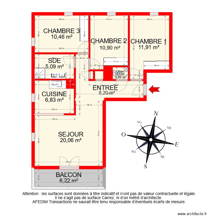 BI 9727 . Plan de 12 pièces et 81 m2