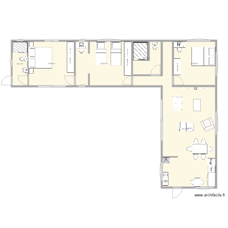 PLAN DE LA MAISON avec extension. Plan de 0 pièce et 0 m2