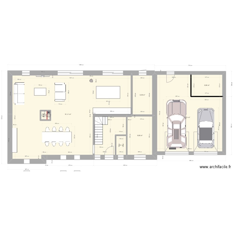 maison 2023-test salon inversé. Plan de 8 pièces et 165 m2