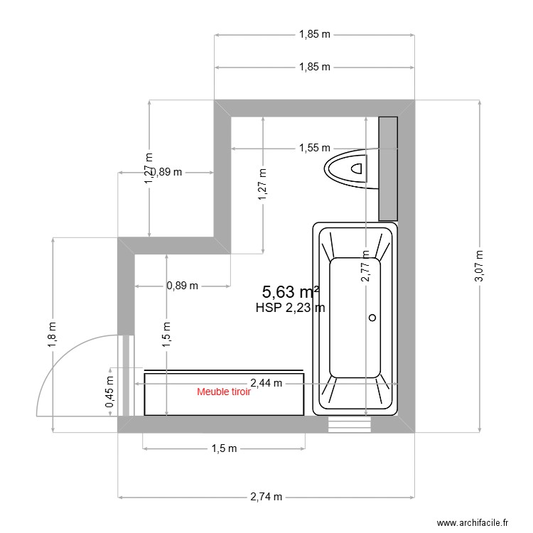 Projet maison 1. Plan de 1 pièce et 6 m2