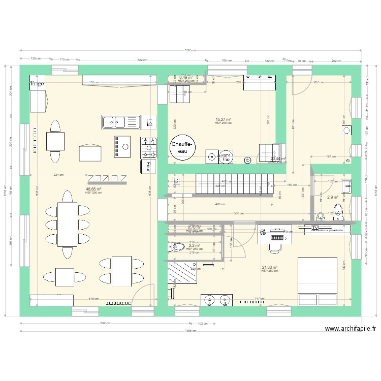 Caro plan RdC aménagement du 14 janvier 2022. Plan de 0 pièce et 0 m2