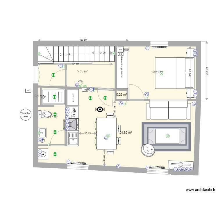 1er étage projet V4 implantation électrique. Plan de 0 pièce et 0 m2