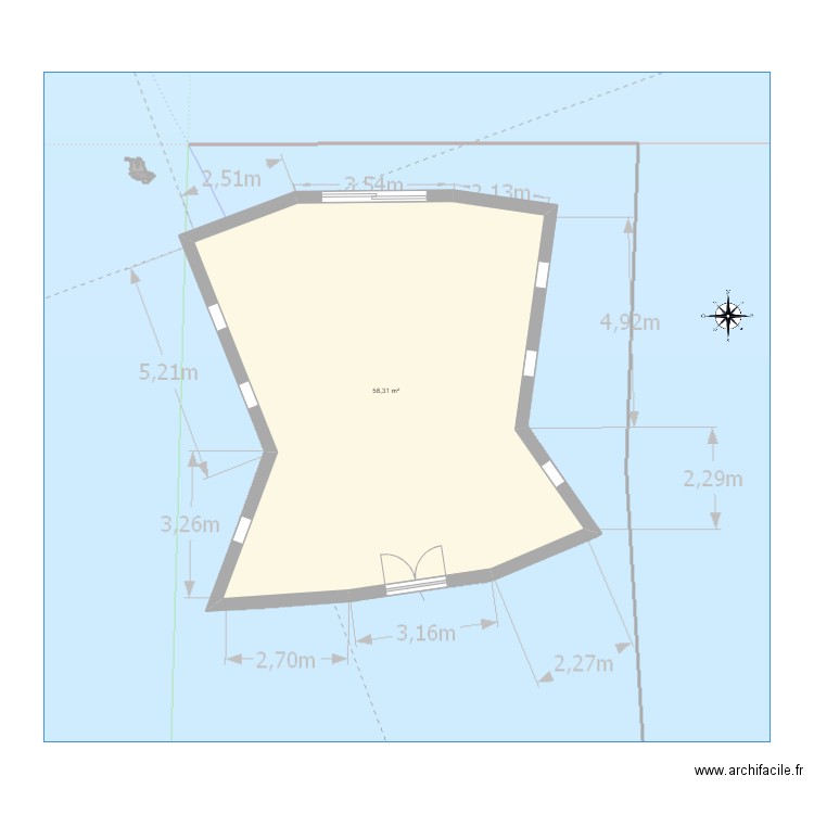 projet rse. Plan de 1 pièce et 58 m2