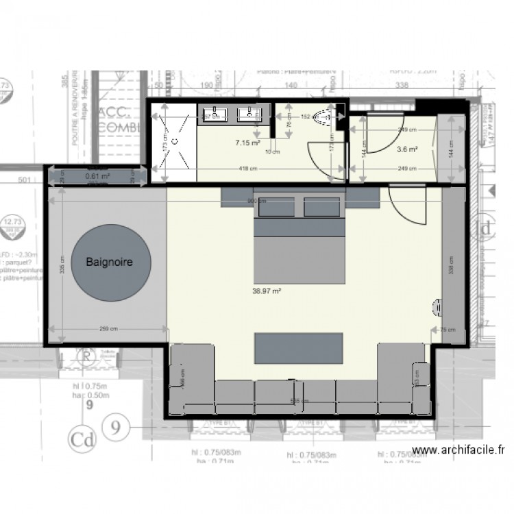 chambre 8 proposition A. Plan de 0 pièce et 0 m2