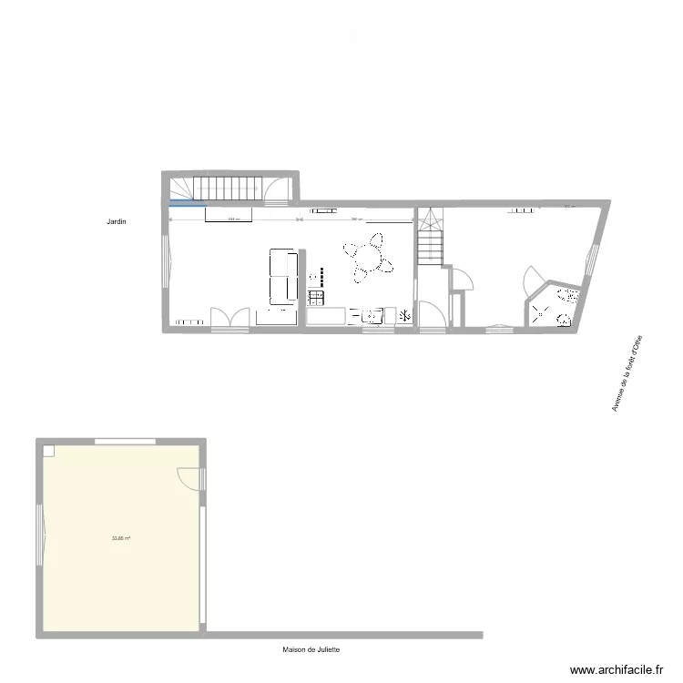 plan cuisine au milieu sdb biscornue. Plan de plan cuisine au milieu sdb biscornue. Plan de