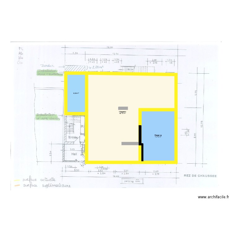 CoqueliBio. Plan de 3 pièces et 70 m2