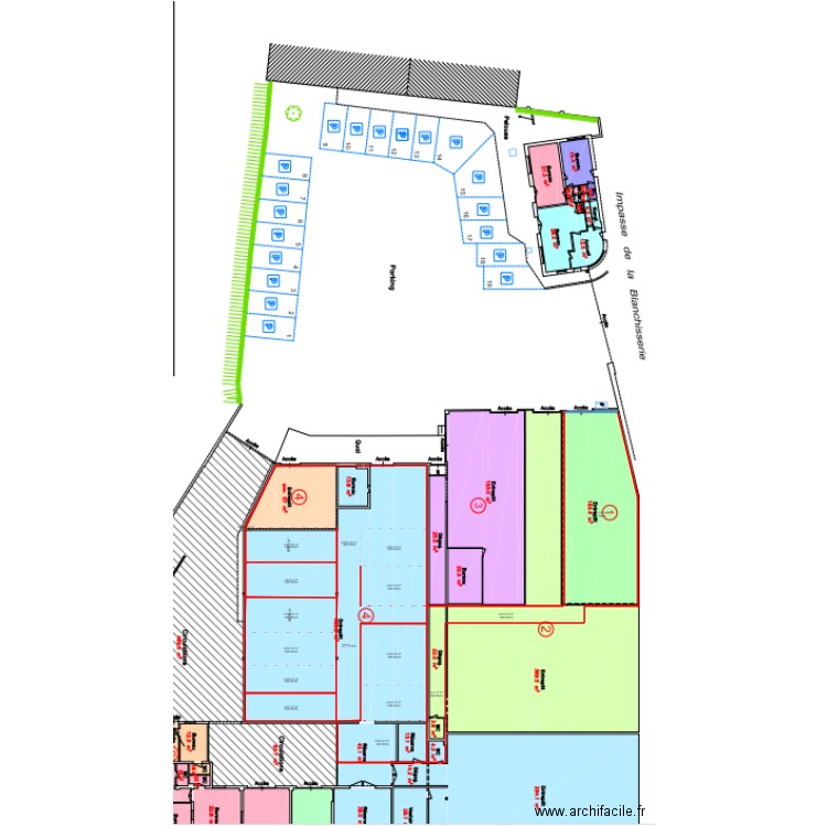 REIMS IMPLANTATION. Plan de 16 pièces et -6222 m2