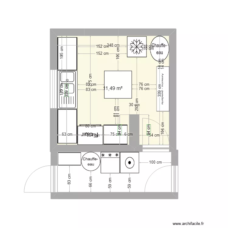 cuisine/cellier. Plan de 