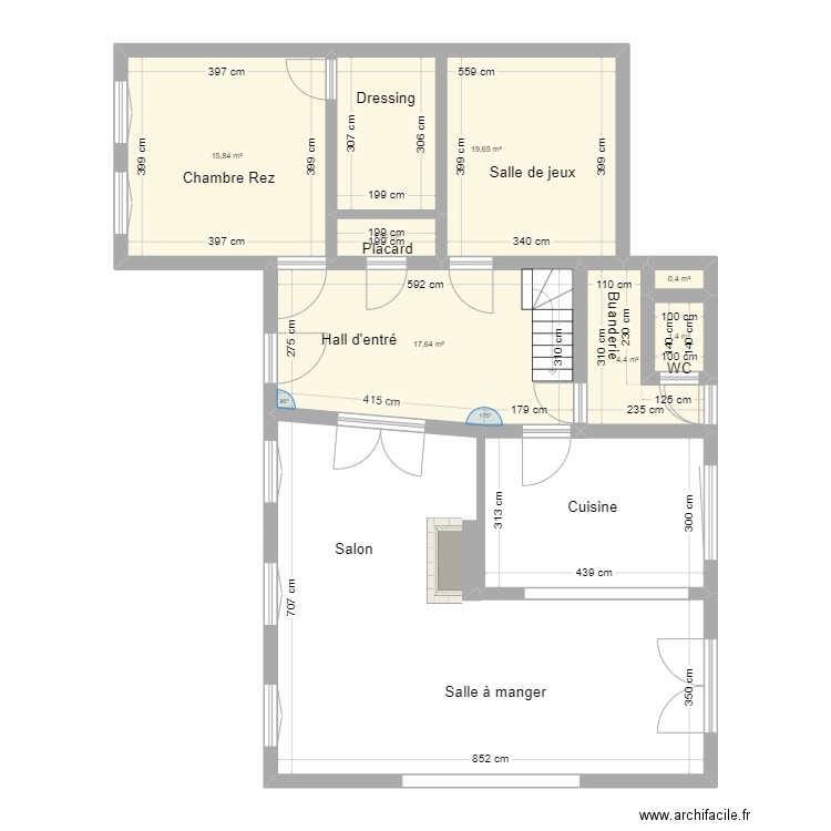 Montigny REZ. Plan de 7 pièces et 61 m2