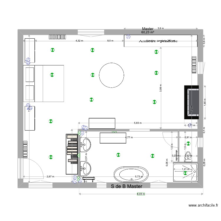 master 1. Plan de 1 pièce et 60 m2