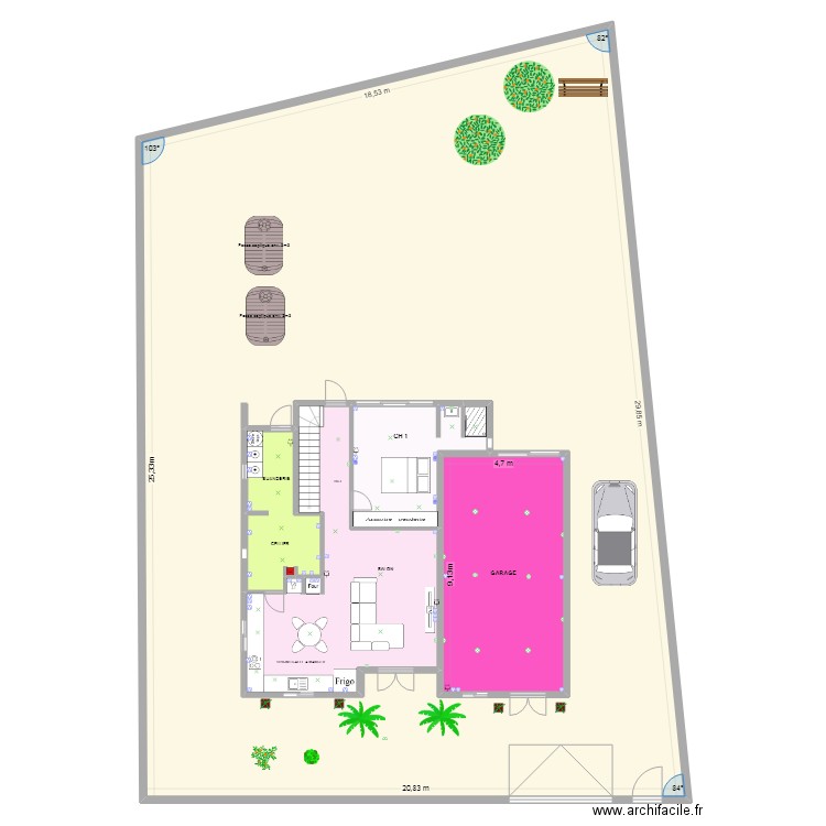rdc maison caroline modifié. Plan de 11 pièces et 1319 m2
