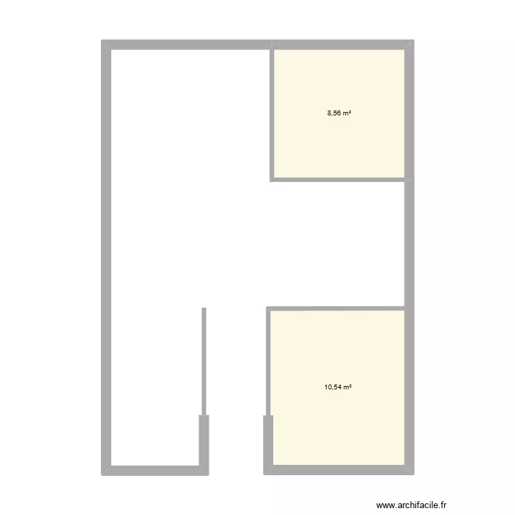 T3 herv&eacute;. Plan de 2  et 19 m²
