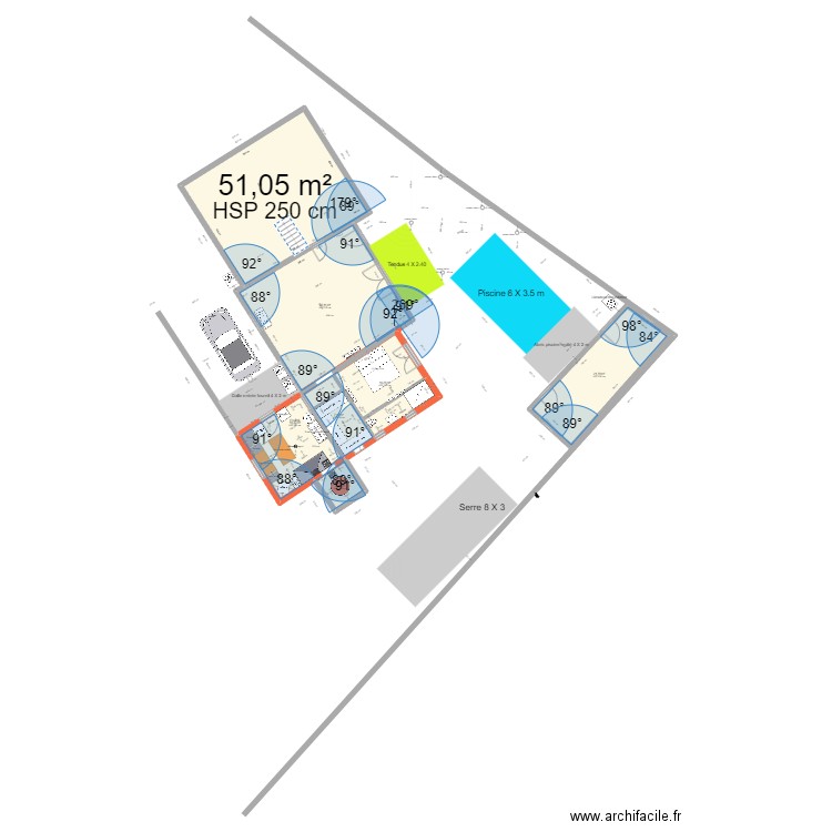 extension projet13 avec plan cadastre. Plan de 7 pièces et 162 m2