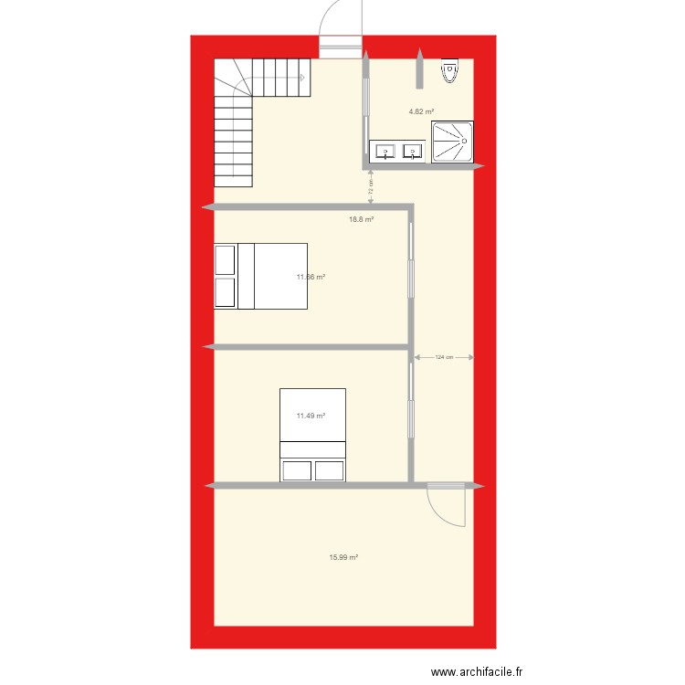 essai deux chambres sur 2eme partie grange. Plan de 0 pièce et 0 m2