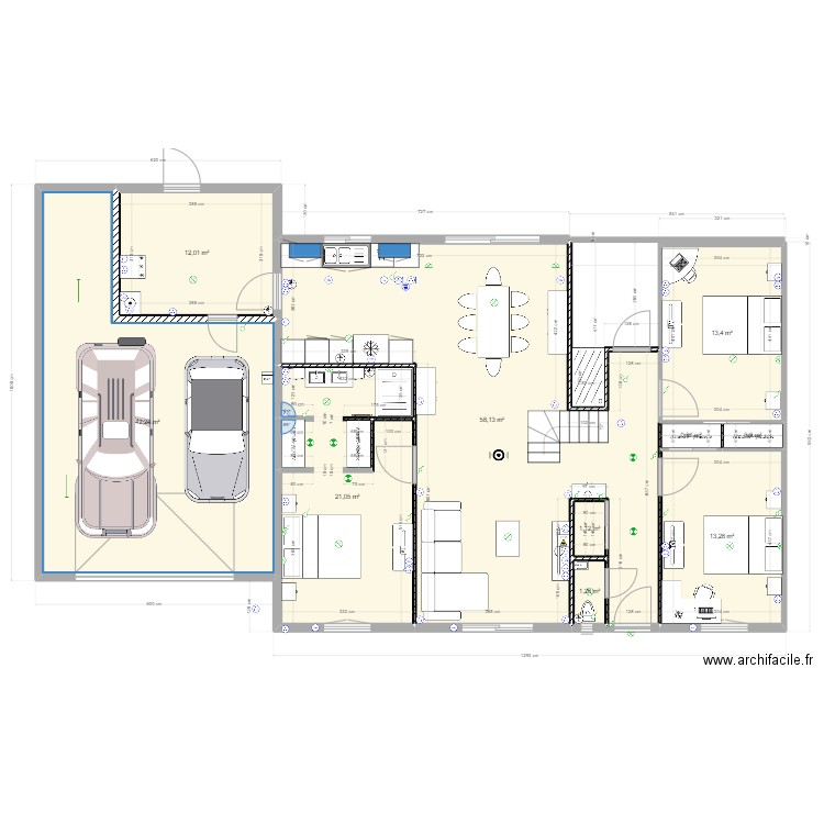 3 CHAMBRES PP. Plan de 10 pièces et 164 m2