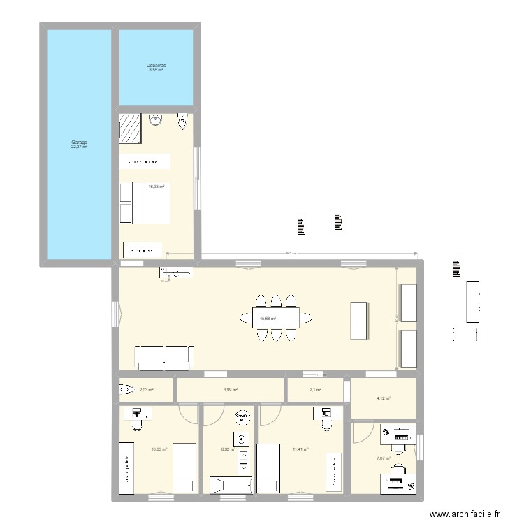 Maison V03 - projet 5. Plan de 12 pièces et 141 m2