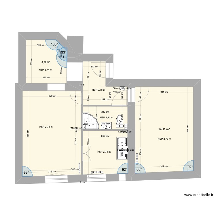 01 Levallois Plan existant. Plan de 0 pièce et 0 m2