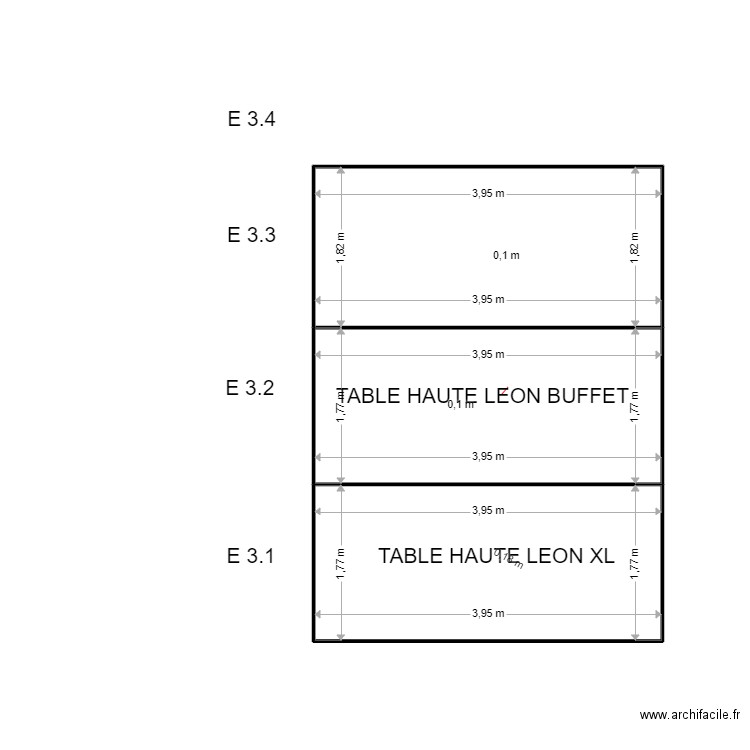 E 3. Plan de 3 pièces et 21 m2