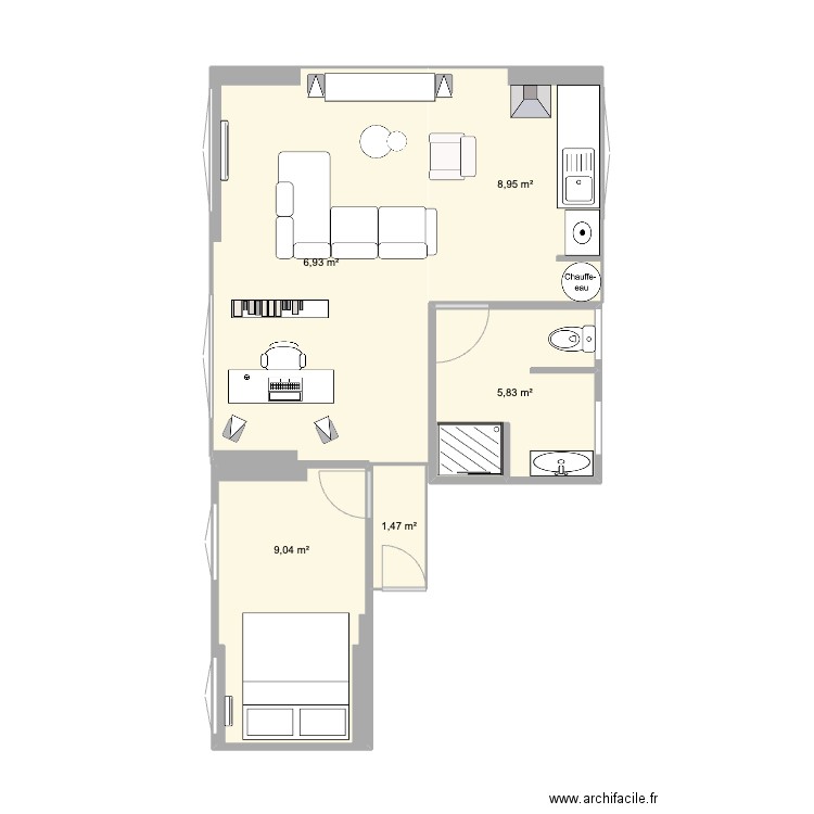 Nouvel Appart. Plan de 5 pièces et 44 m2