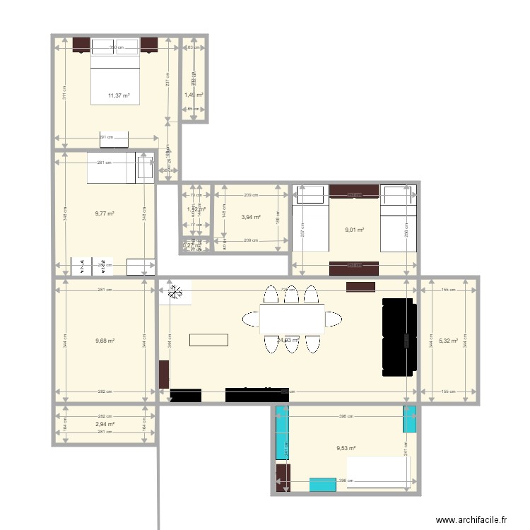 Appartement Aix. Plan de 0 pièce et 0 m2