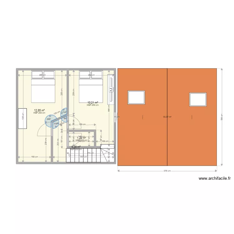 Transformation garage en maison de ville . Plan de 