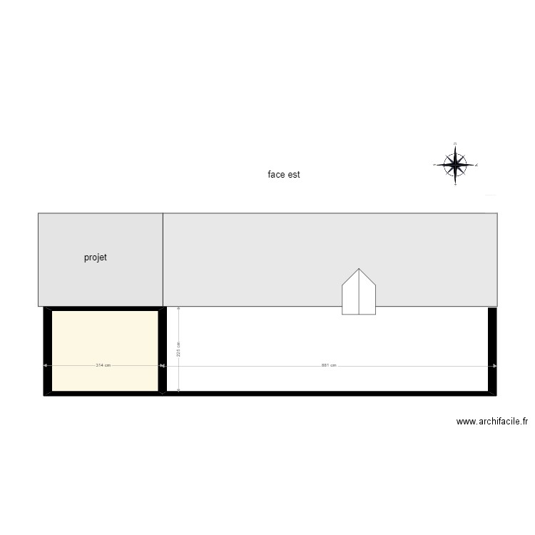 face est drugeac. Plan de 1 pièce et 6 m2