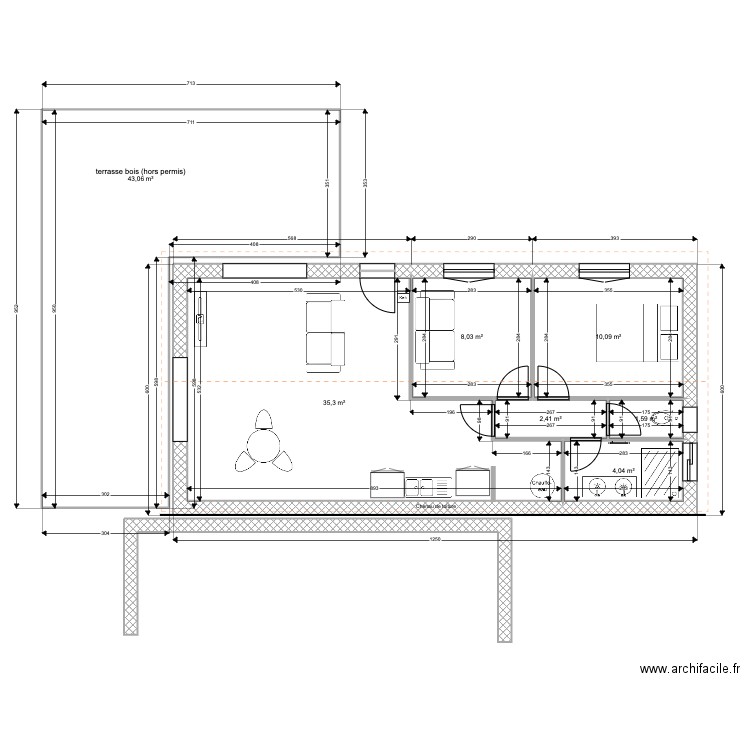 projet Florian. Plan de 7 pièces et 105 m2