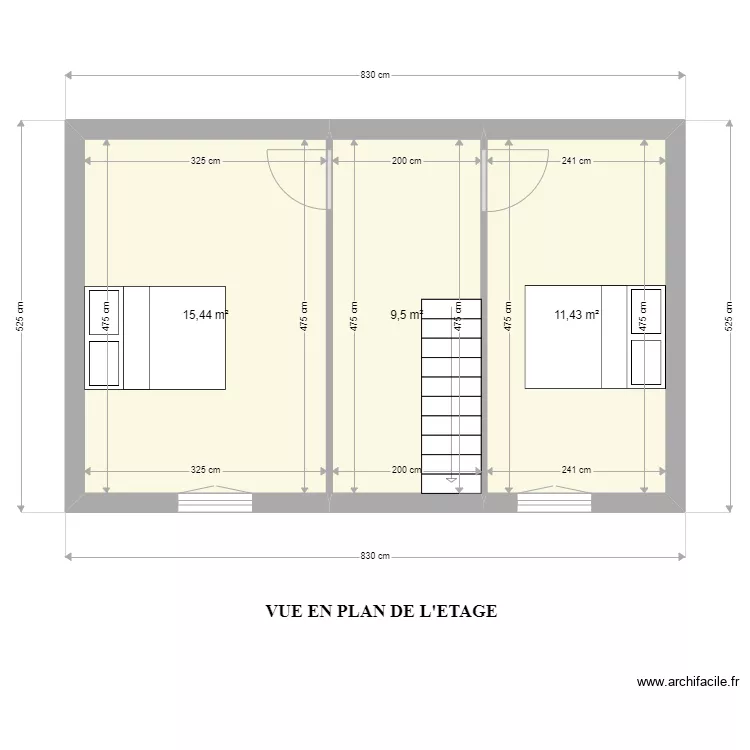 VU EN PLAN DE L'ETAGE GUILLEMOTEAU. Plan de 