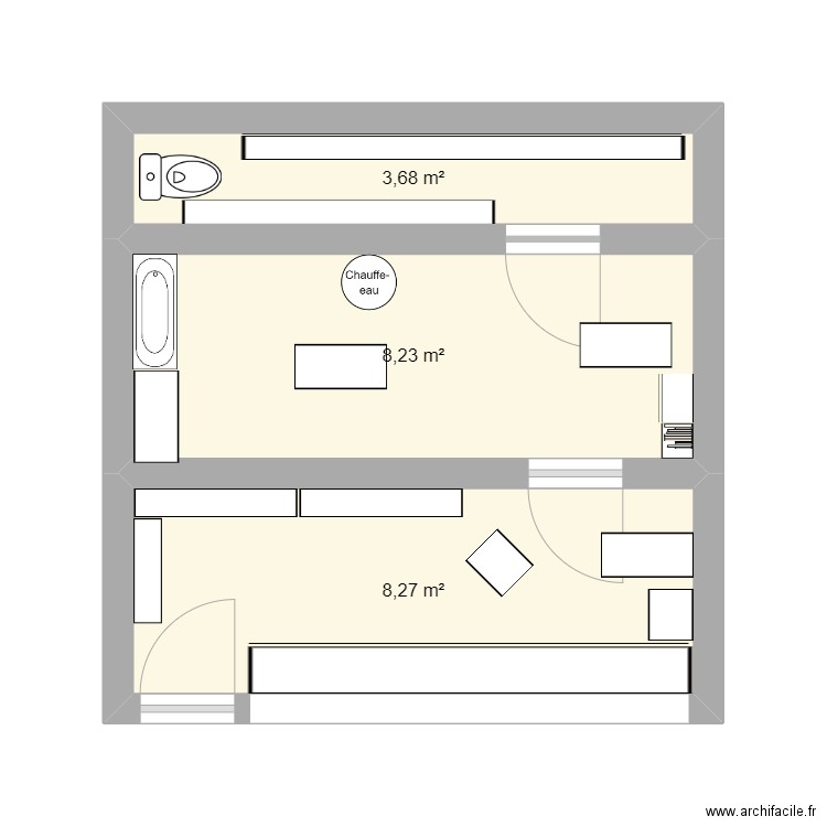 salon de toilettage pp . Plan de 3 pièces et 20 m2