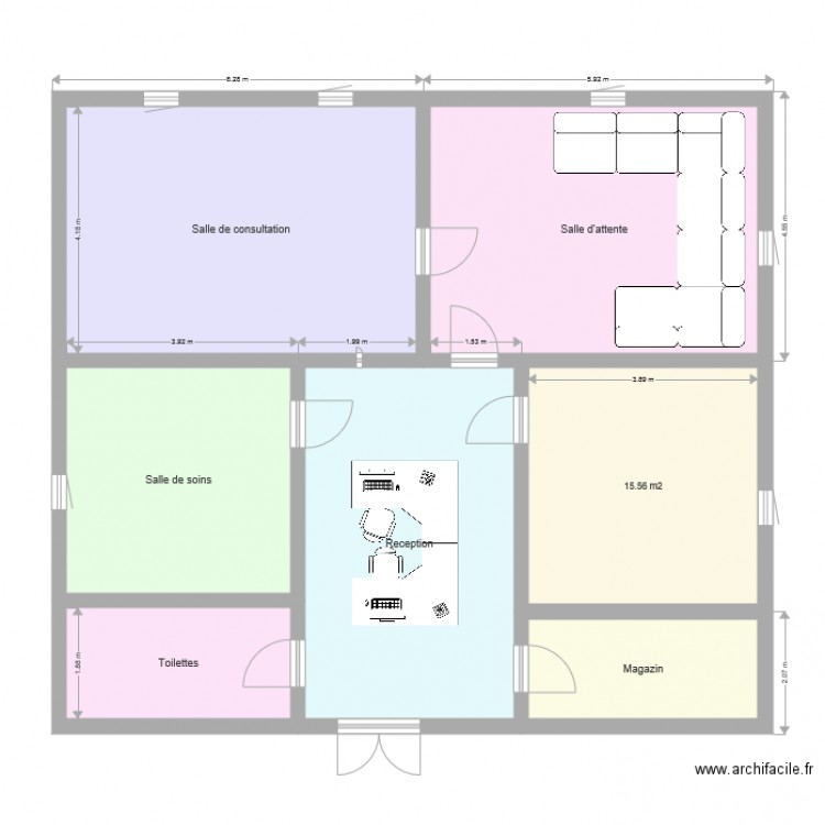 Plan du cabinet médical. Plan de 0 pièce et 0 m2